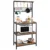 67″ Rustic Brown Wooden Kitchen Bakers Rack with Storage Shelves & Hooks