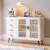 Elegant White Sideboard Buffet Cabinet with Tempered Glass Doors and Adjustable Shelves
