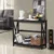 Elegant 2-Tier Black Wood Console Table with X Design and Storage Shelf