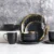 Gold-Rimmed Black Porcelain Dinnerware Set, 16 PCS