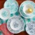 Teal Floral Dinnerware Set, 12 Pcs